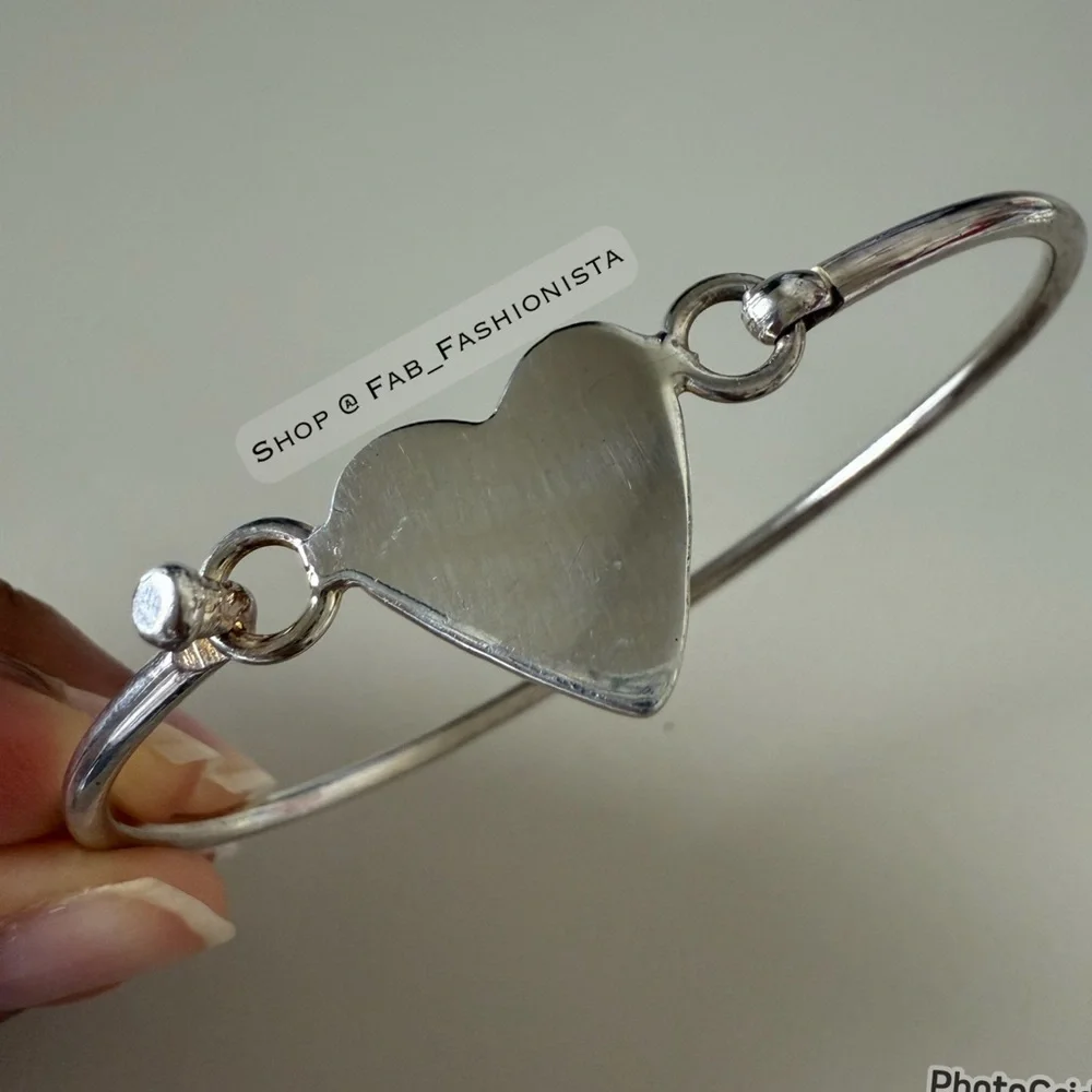 Sterling Silver Heart Bangle Bracelet